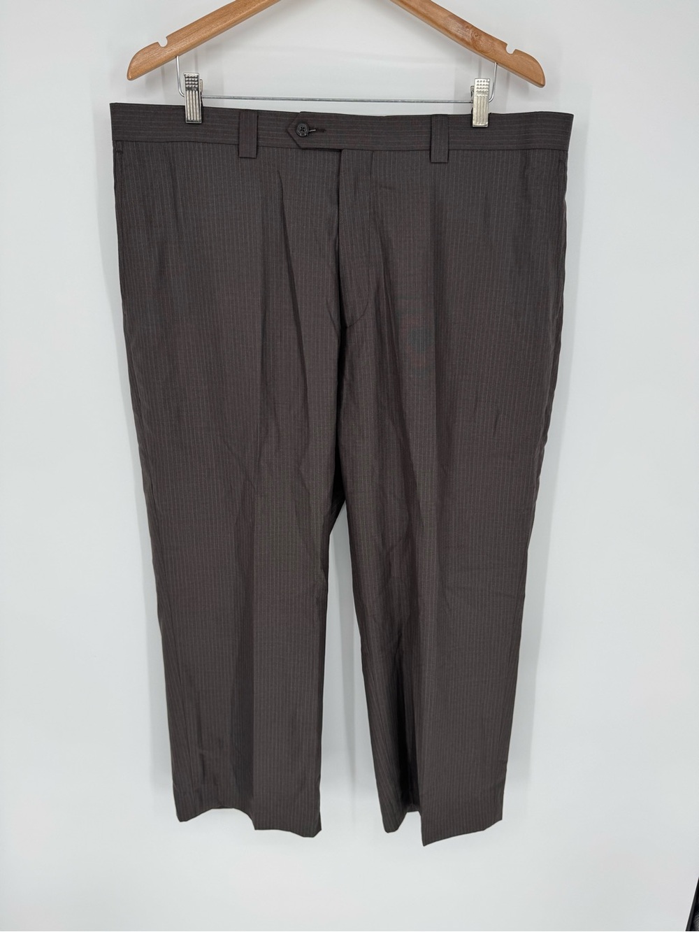NWT Axist Dress Pants Mens 40x26.5(READ)** Brown Pinstripe Straight No Iron F6
